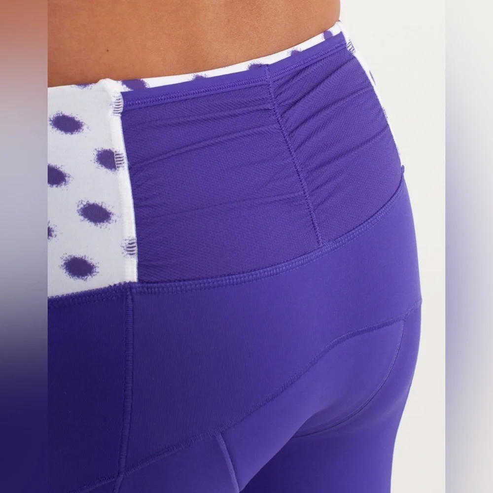 Lululemon Presta Padded Short in Bruised Berry / High Noon Dot White